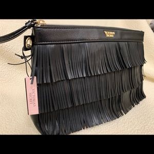 Victoria Secret fringe tote make up bag